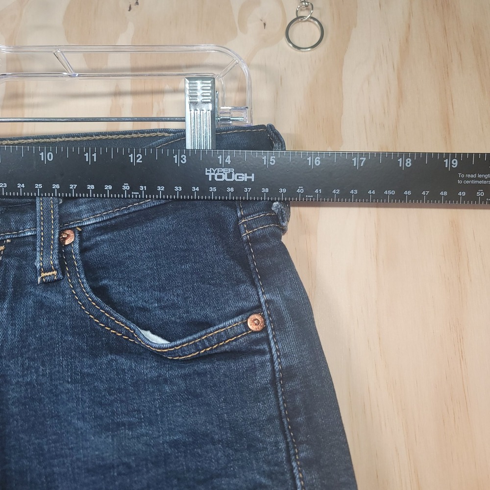 Levis 501 Mens Original Fit Blue Dark Wash Stretch Denim Button Fly Jeans 30x30 - Picture 12 of 12